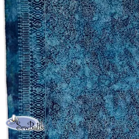 115" Wide Batik - Double Border Phoenix - Copen Blue