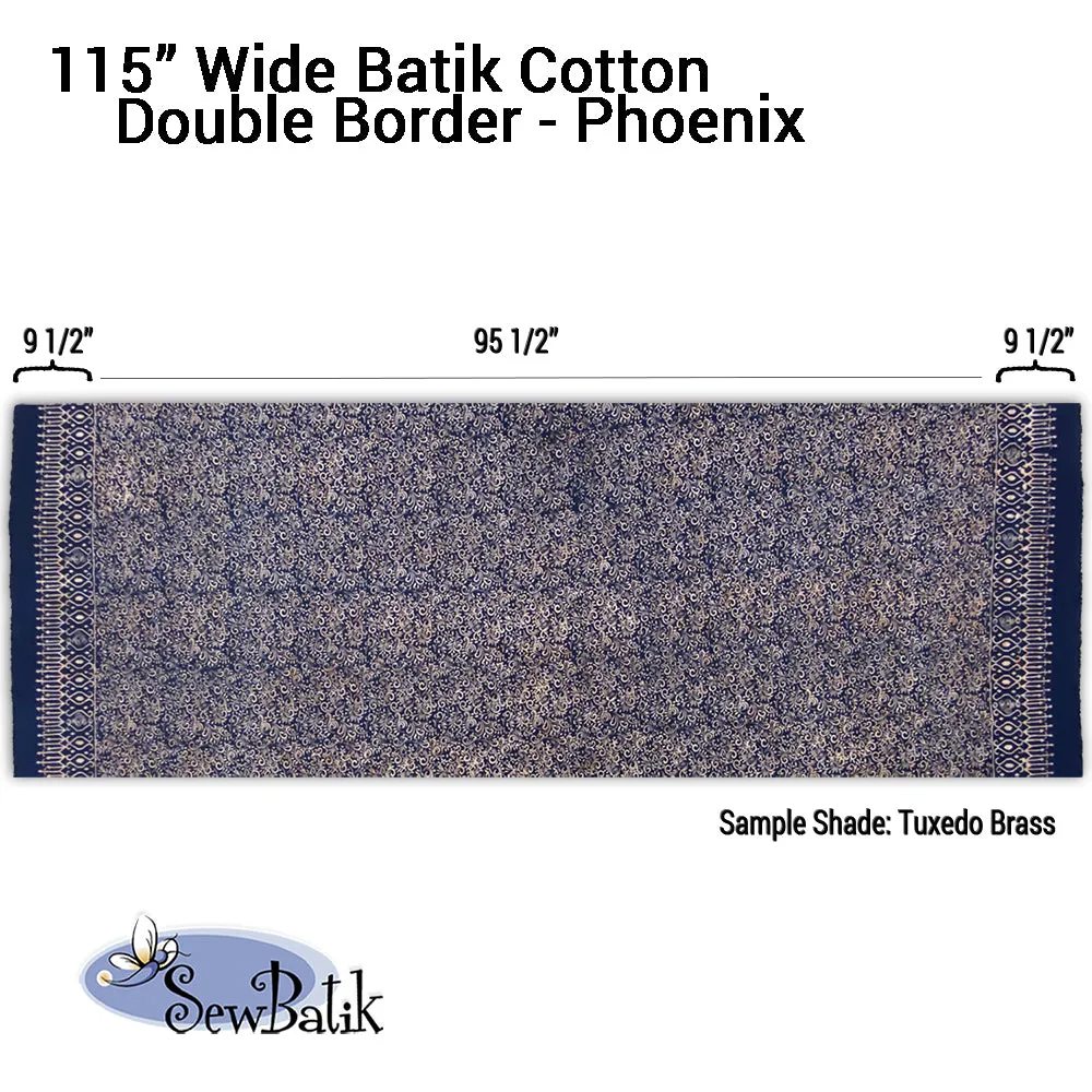 115" Wide Batik - Double Border Phoenix - Copen Blue