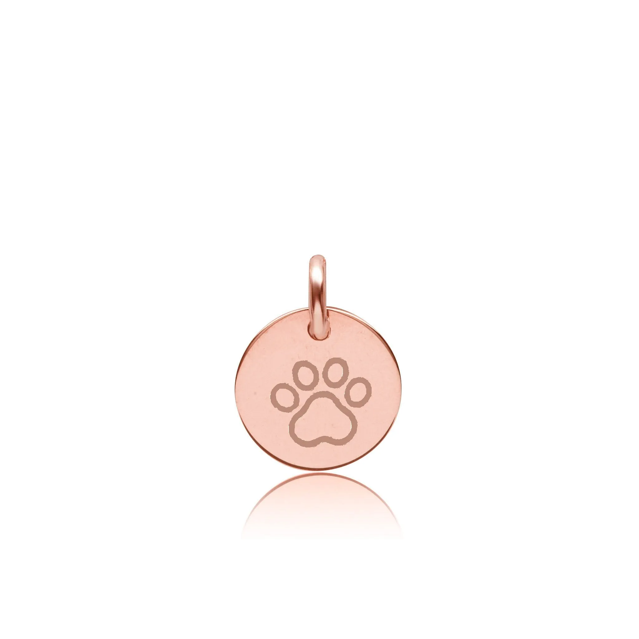 14k Gold Engravable Paw Print Circle Tag