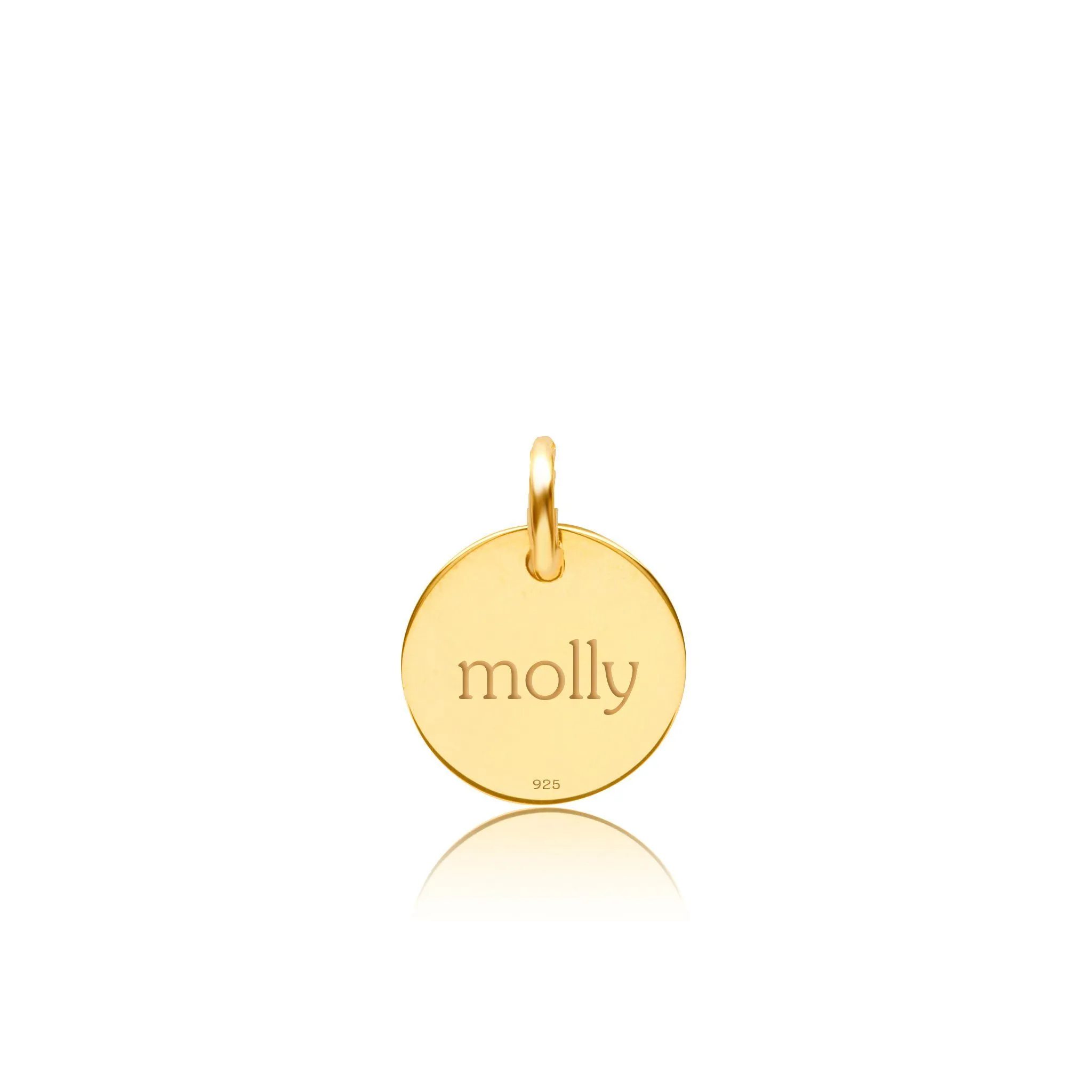 14k Gold Engravable Paw Print Circle Tag