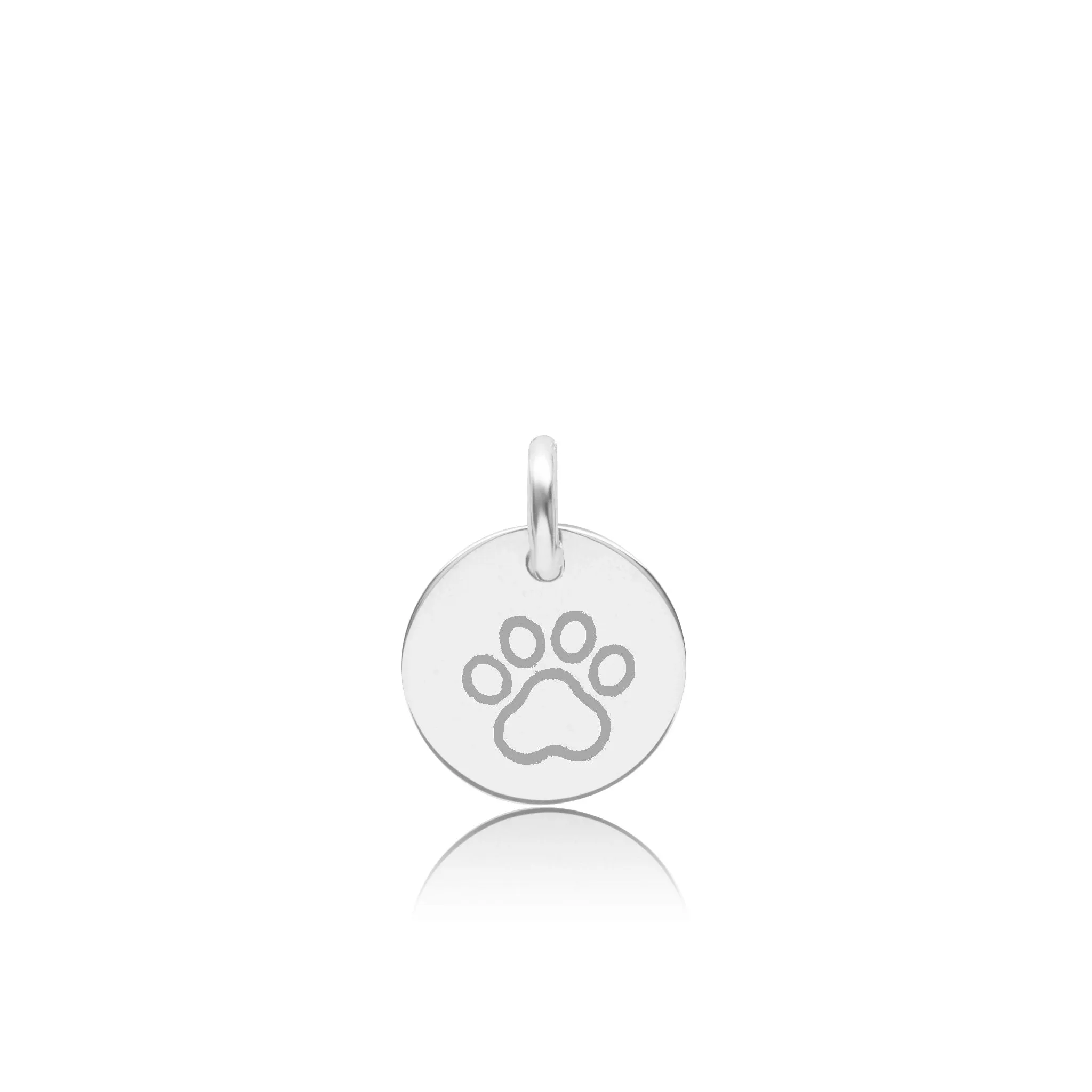 14k Gold Engravable Paw Print Circle Tag