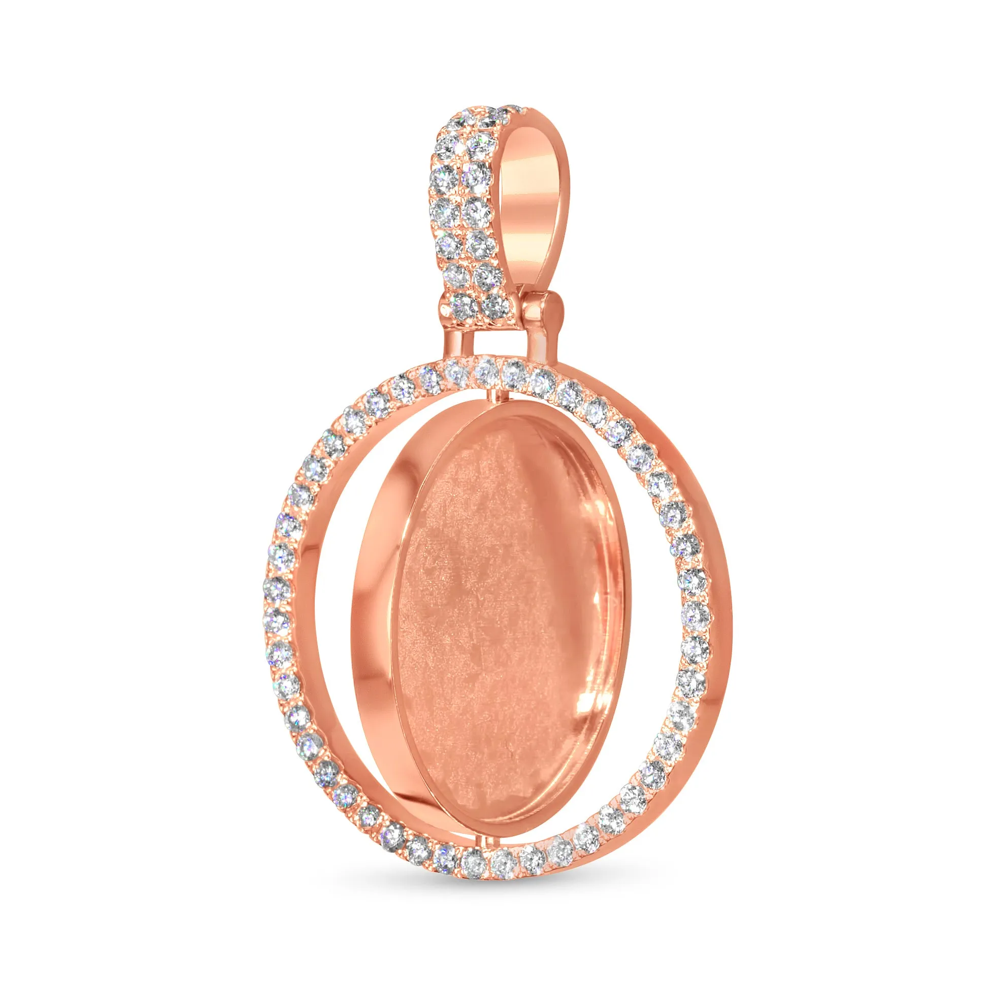 14K Solid Gold Diamond Spinning Picture Pendant 1.82ctw