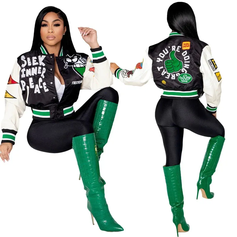 2023 modest custom designer women pink satin glitter baseball bomber letterman varsity jacket bale bulk women for women