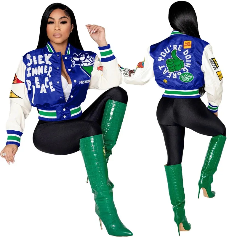 2023 modest custom designer women pink satin glitter baseball bomber letterman varsity jacket bale bulk women for women