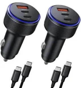 30W USB C Car Charger, Cell Phone Automobile Charger Rapid PD C Type Dual Port Cigarette Lighter Adapter Automotive Cig Slot Cargador Carro Ultra-Fast Charging for Iphone, Ipad, Samsung, LG, Moto