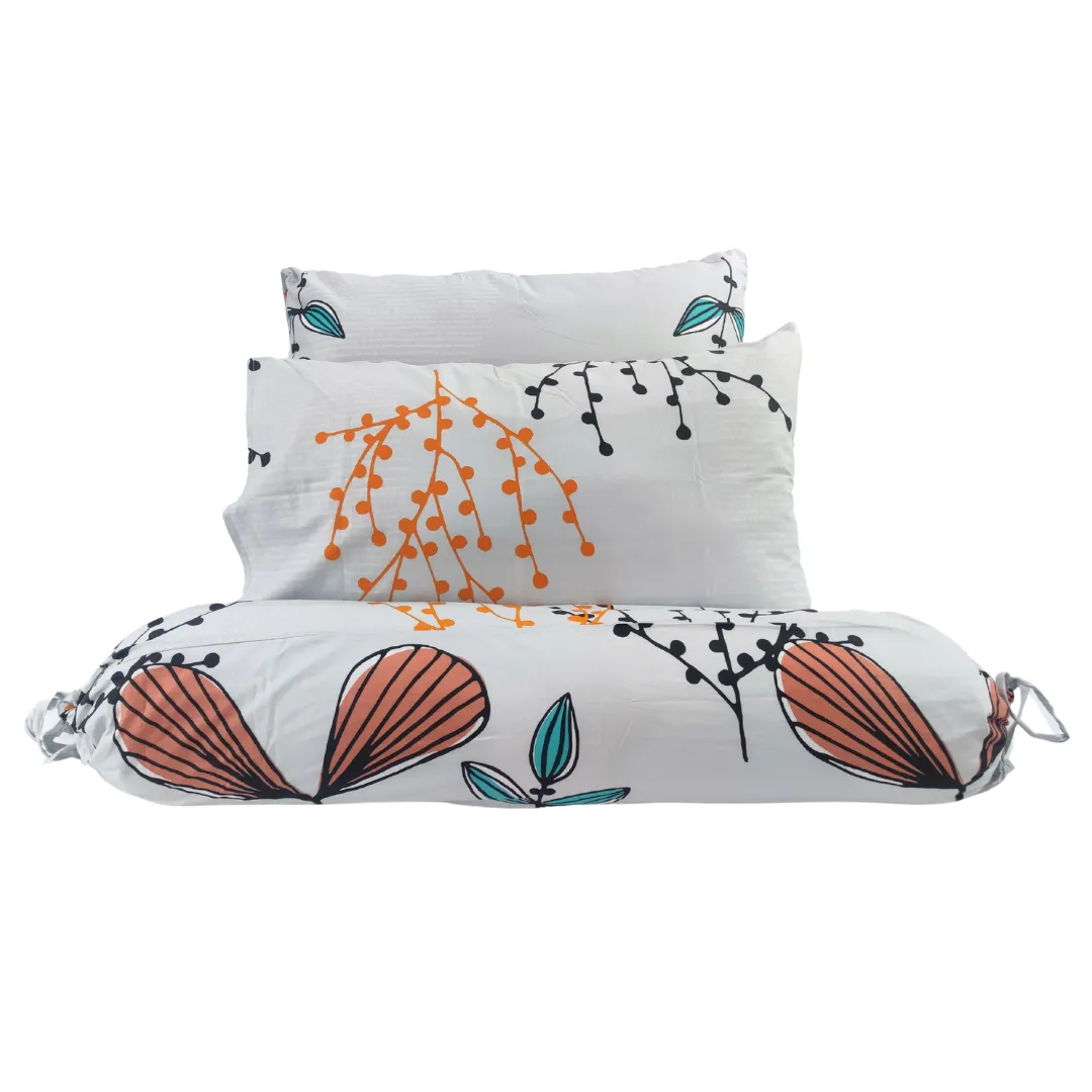 3PC Bedsheet Set (King)| 100% Cotton (Design 6) Printed White