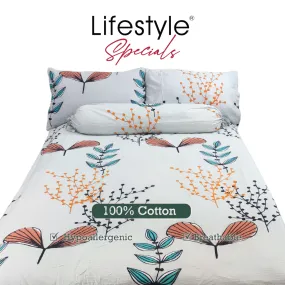 3PC Bedsheet Set (King)| 100% Cotton (Design 6) Printed White