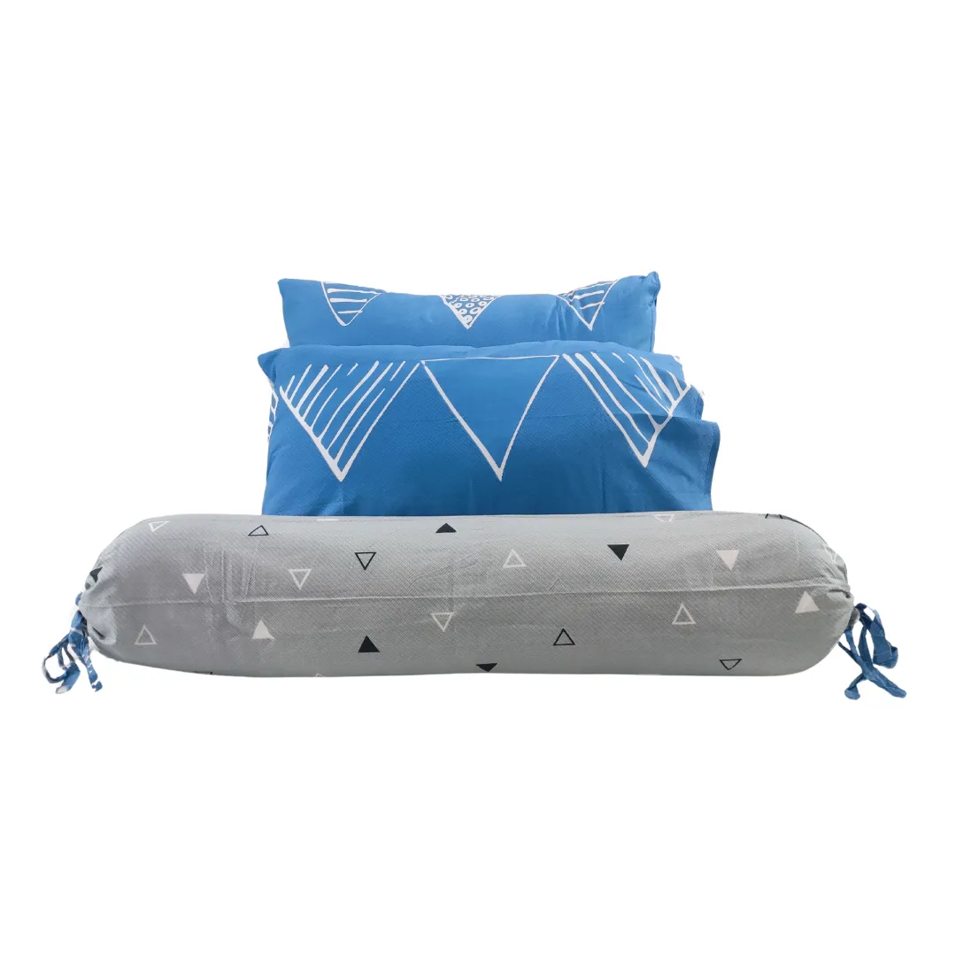 3PC Bedsheet Set  King | 100% Cotton (Design 7) Blue/Gray
