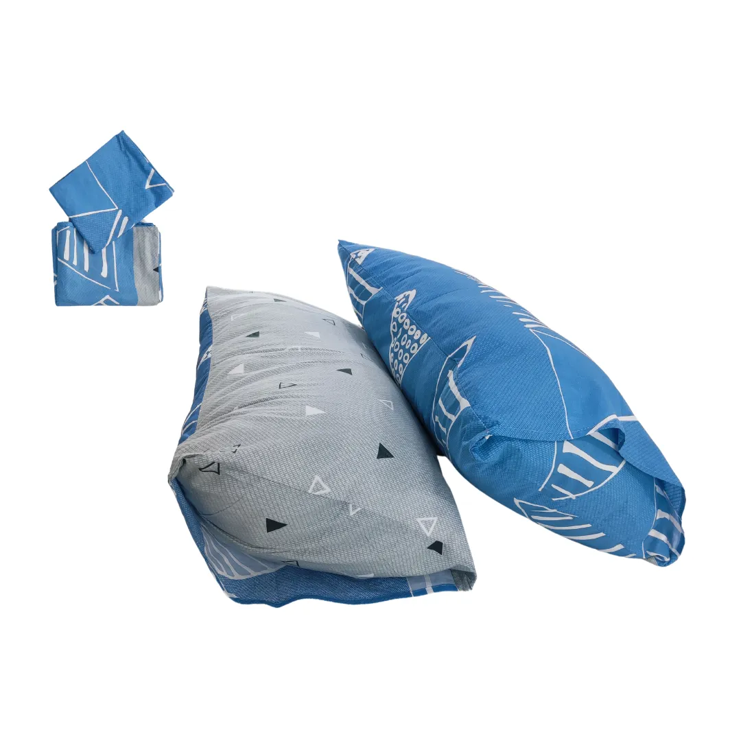 3PC Bedsheet Set  King | 100% Cotton (Design 7) Blue/Gray