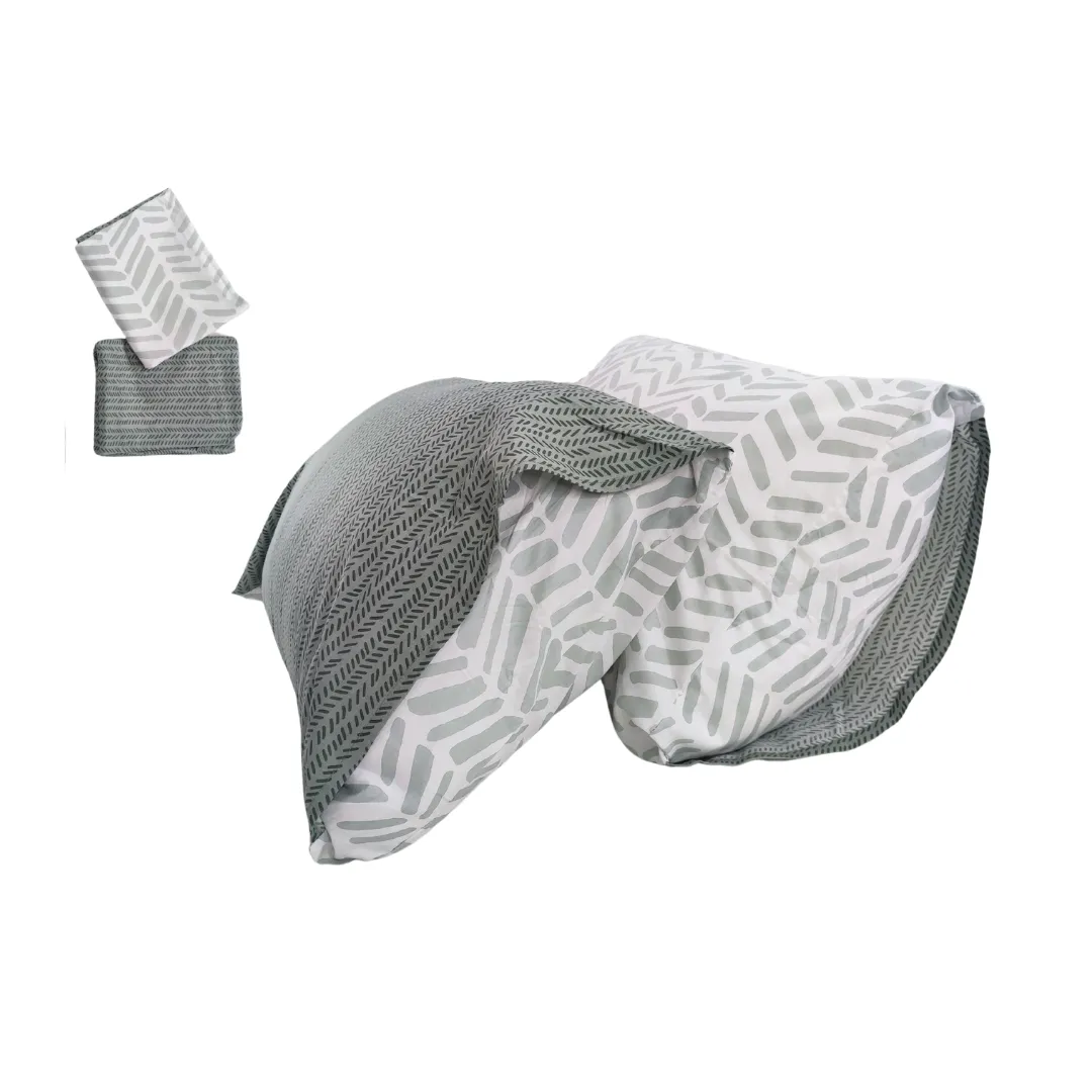 3PC Bedsheet Set King | 100% Cotton Melange Gray / White