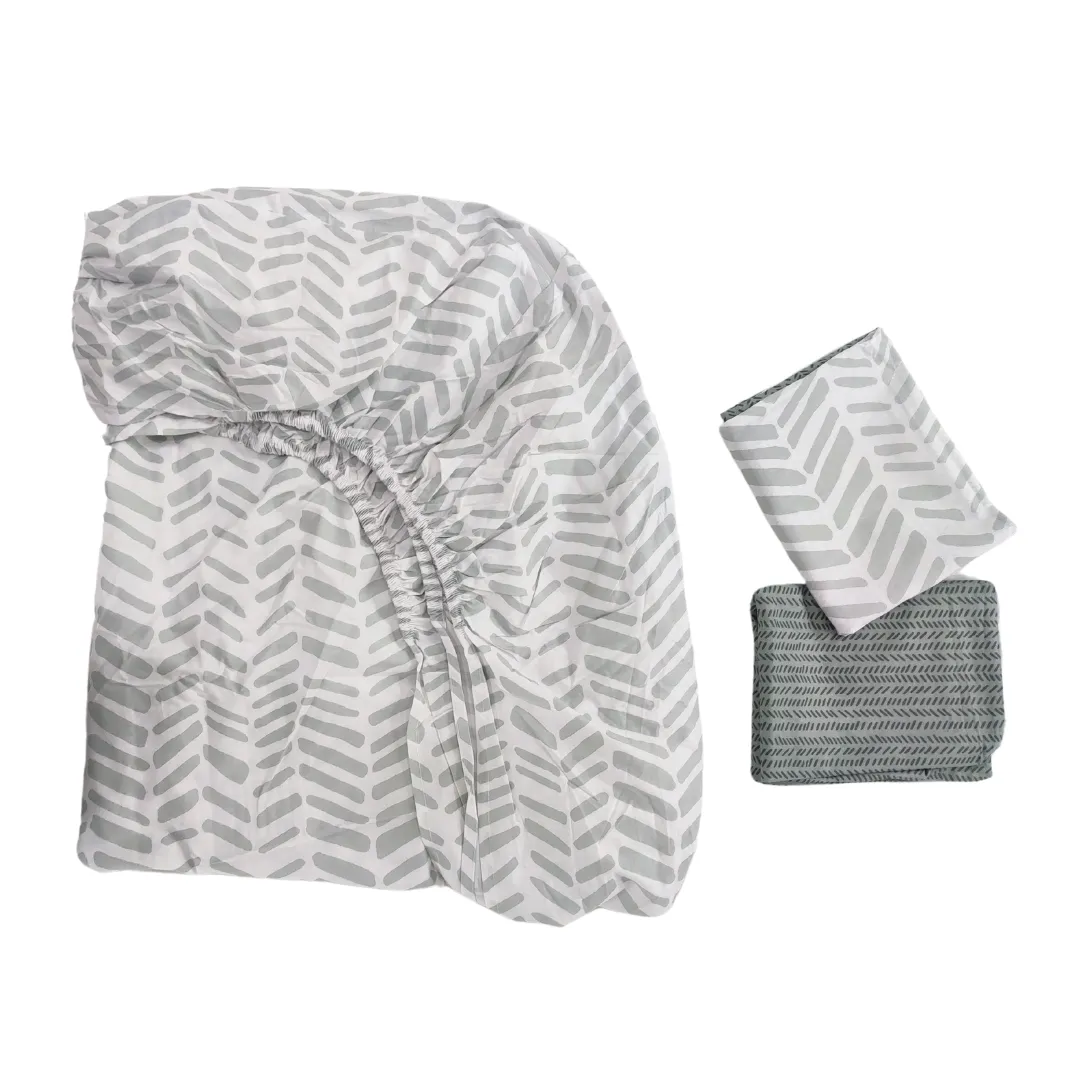 3PC Bedsheet Set King | 100% Cotton Melange Gray / White