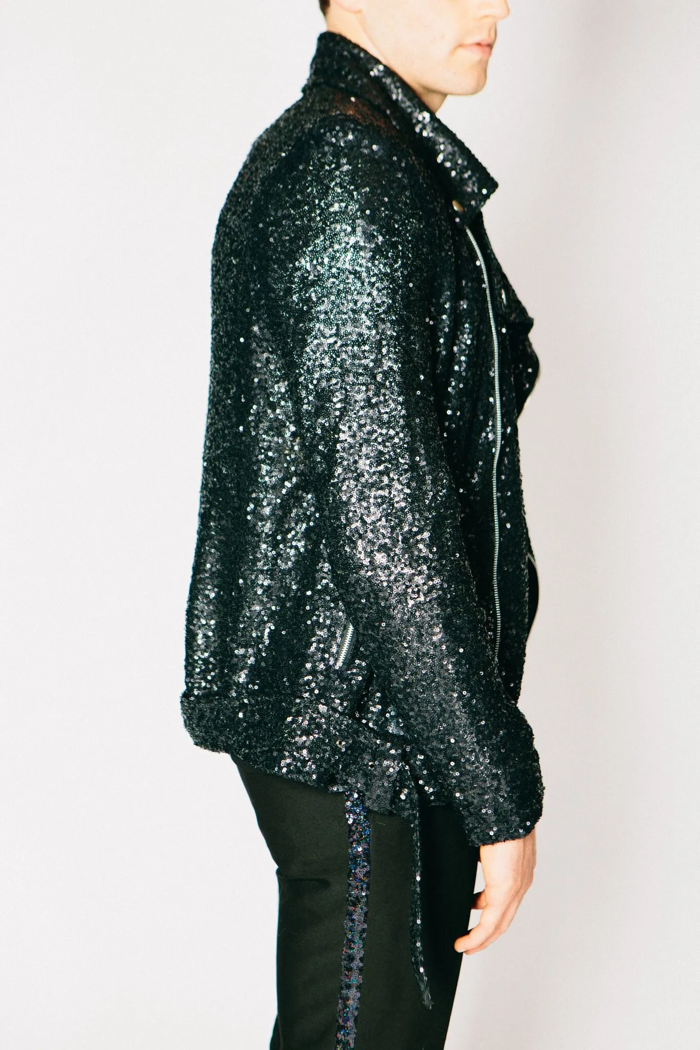 Any Old Iron Men's Sequin Biker Jacket