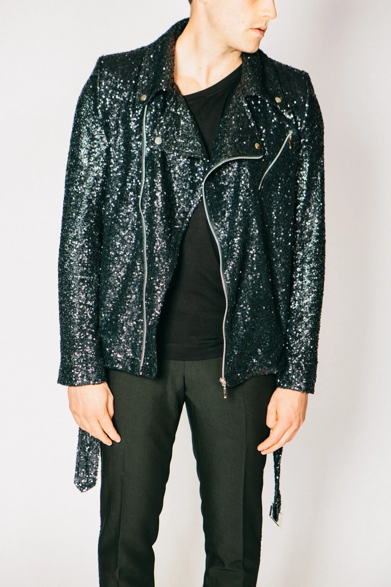 Any Old Iron Men's Sequin Biker Jacket