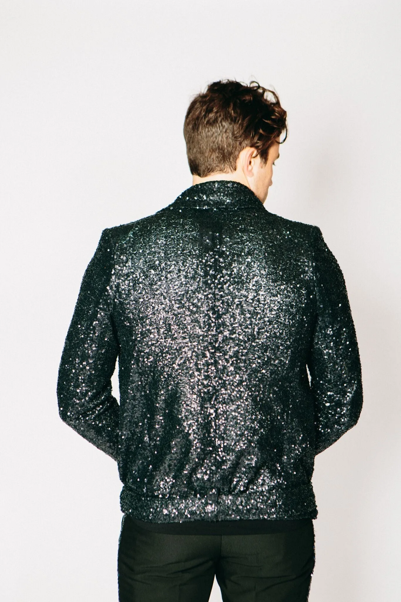 Any Old Iron Men's Sequin Biker Jacket