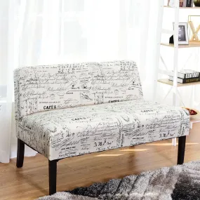 Armless Loveseat Sofa Fabric Settee Bench Bed Chair Wooden Leg