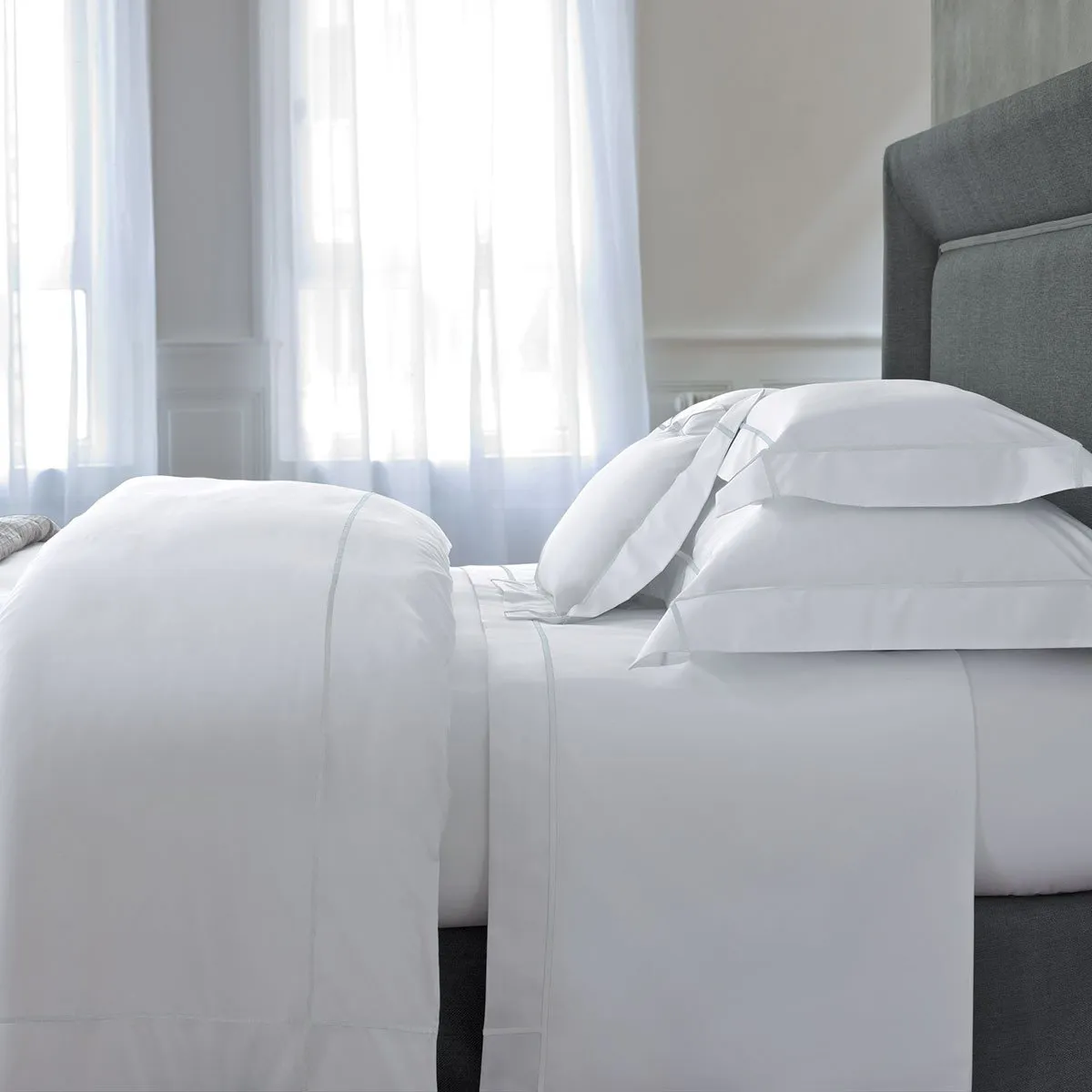 Athena Silver Organic Cotton Bedding by Yves Delorme