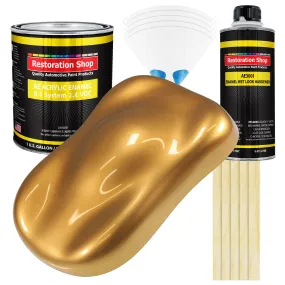 Autumn Gold Metallic Acrylic Enamel Auto Paint - Complete Gallon Paint Kit - Professional Single Stage Automotive Car Coating, 8:1 Mix Ratio 2.8 VOC