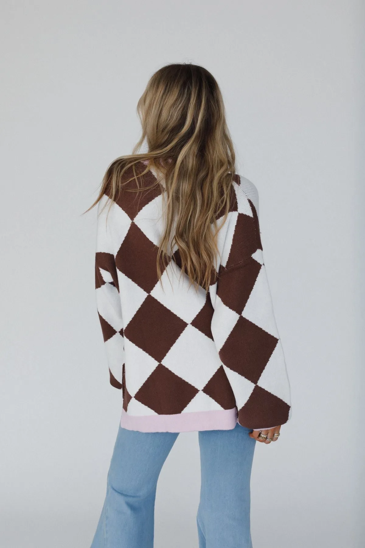 Ayla Argyle Cardigan - Brown