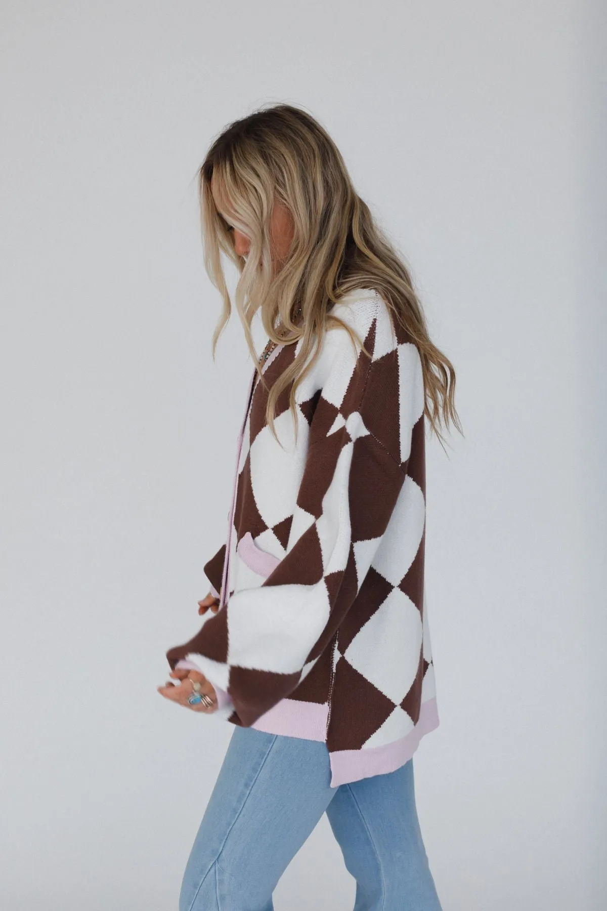 Ayla Argyle Cardigan - Brown