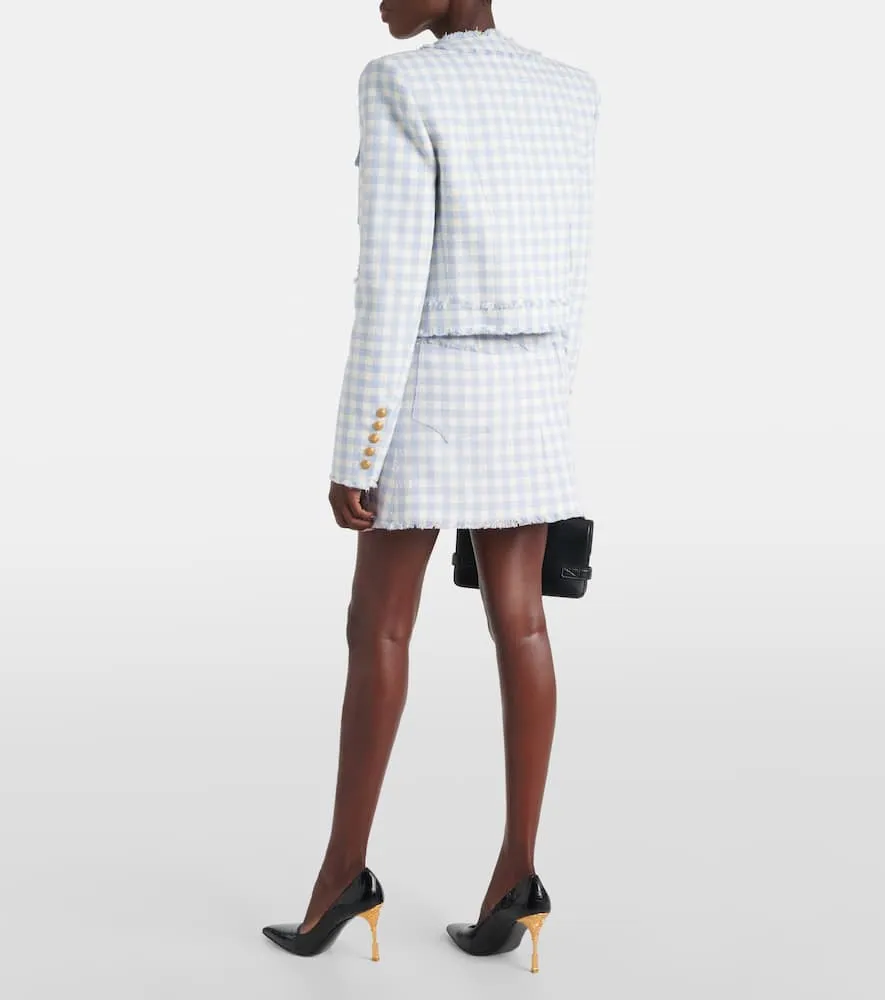 Balmain Checked cotton-blend tweed jacket