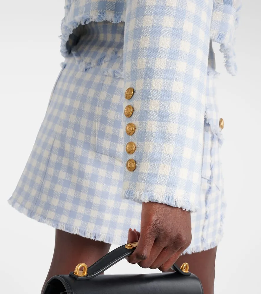 Balmain Checked cotton-blend tweed jacket