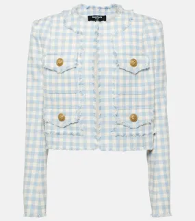 Balmain Checked cotton-blend tweed jacket