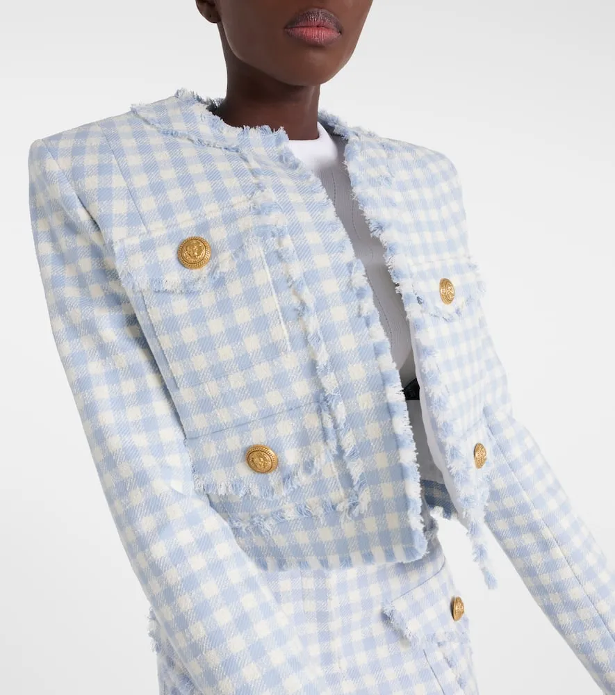 Balmain Checked cotton-blend tweed jacket