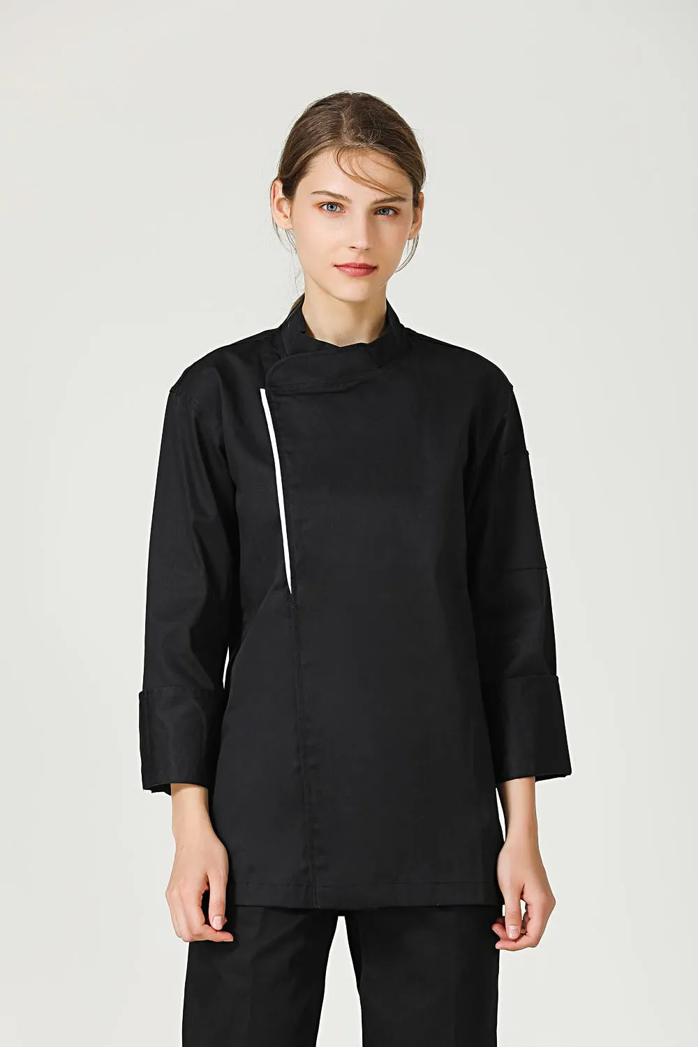 Basil Black Chef Jacket, Long Sleeve