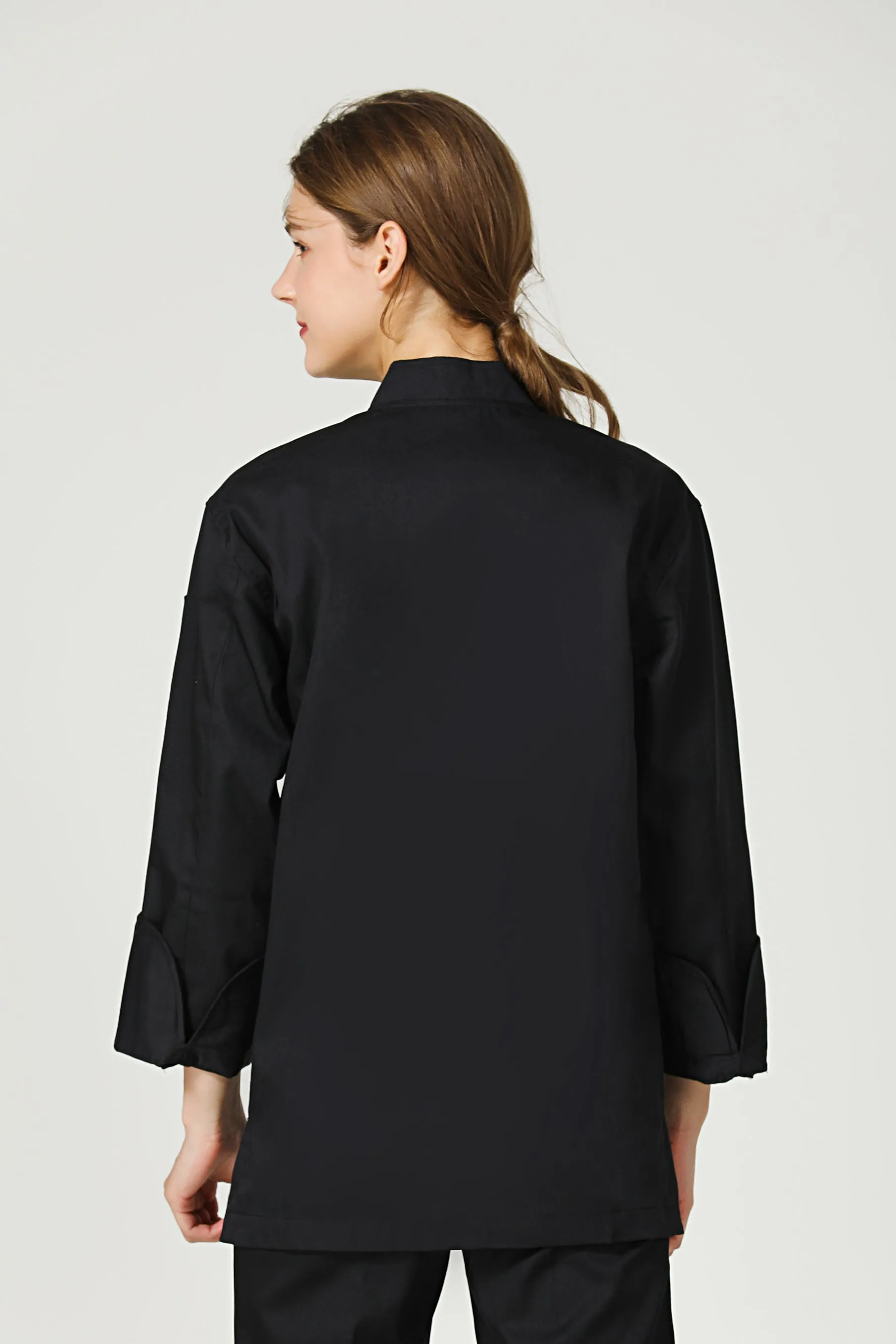Basil Black Chef Jacket, Long Sleeve