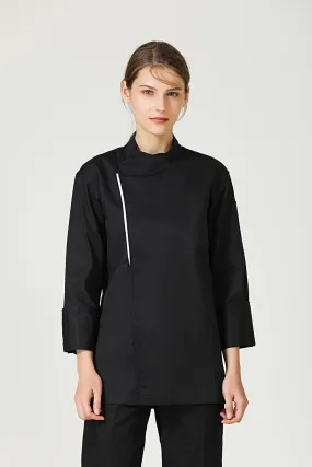 Basil Black Chef Jacket, Long Sleeve