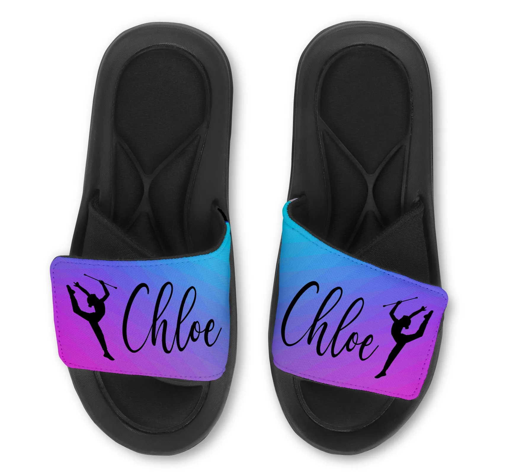 Baton Twirling Abstract Colored Custom Slides Sandals