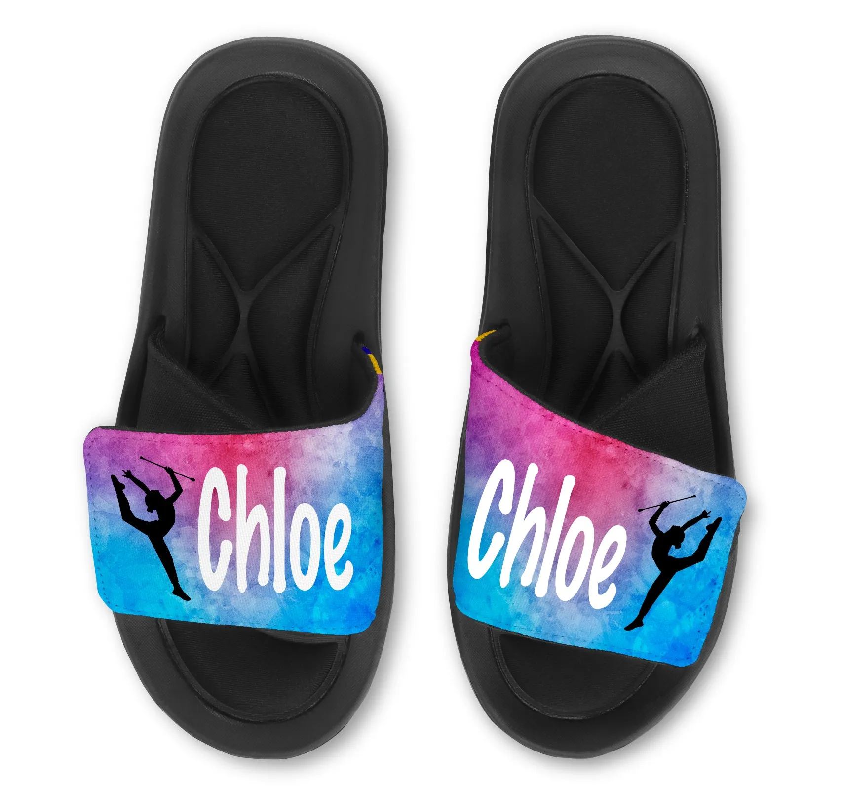 Baton Twirling Custom Slides / Sandals - Watercolor