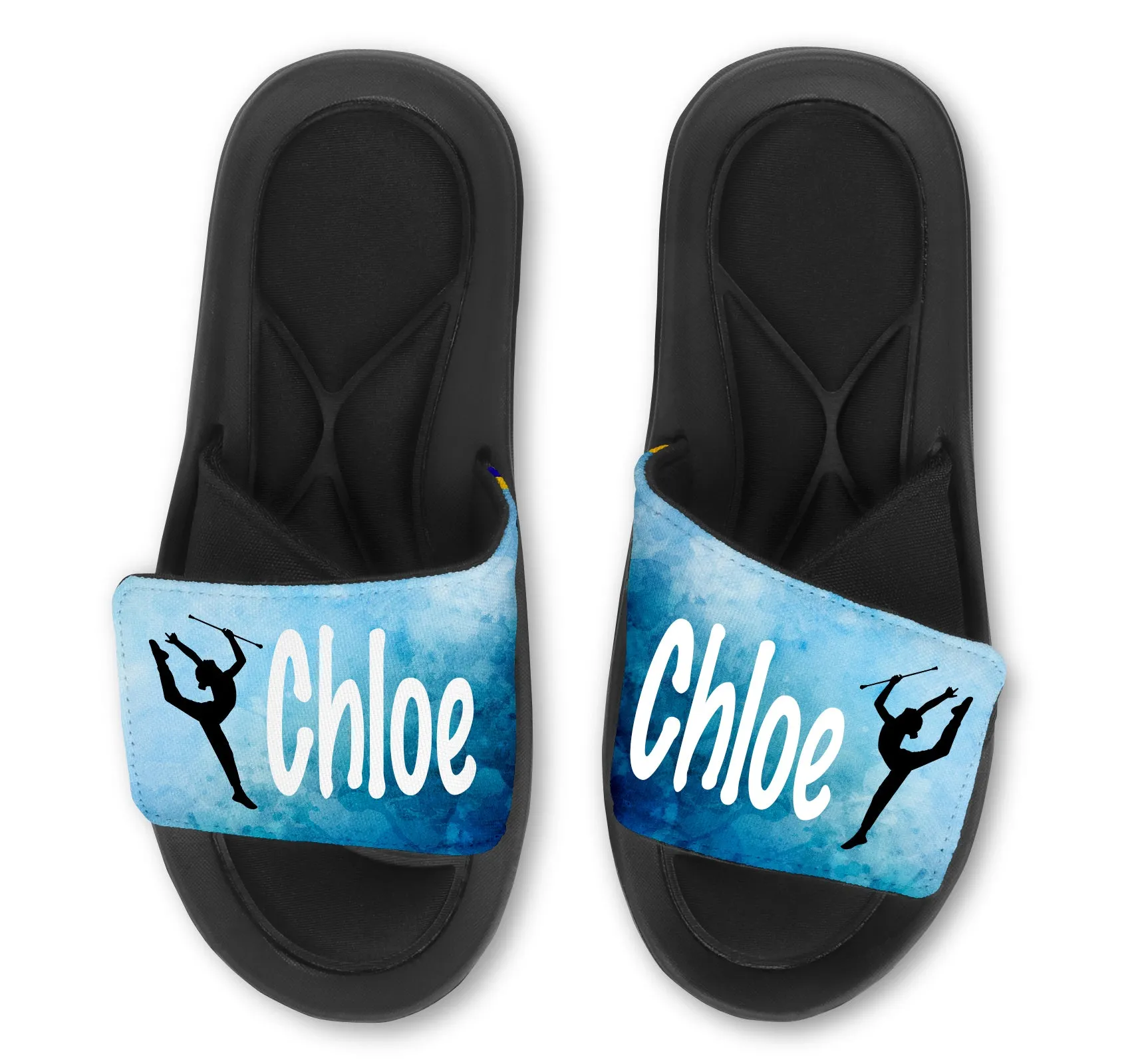 Baton Twirling Custom Slides / Sandals - Watercolor