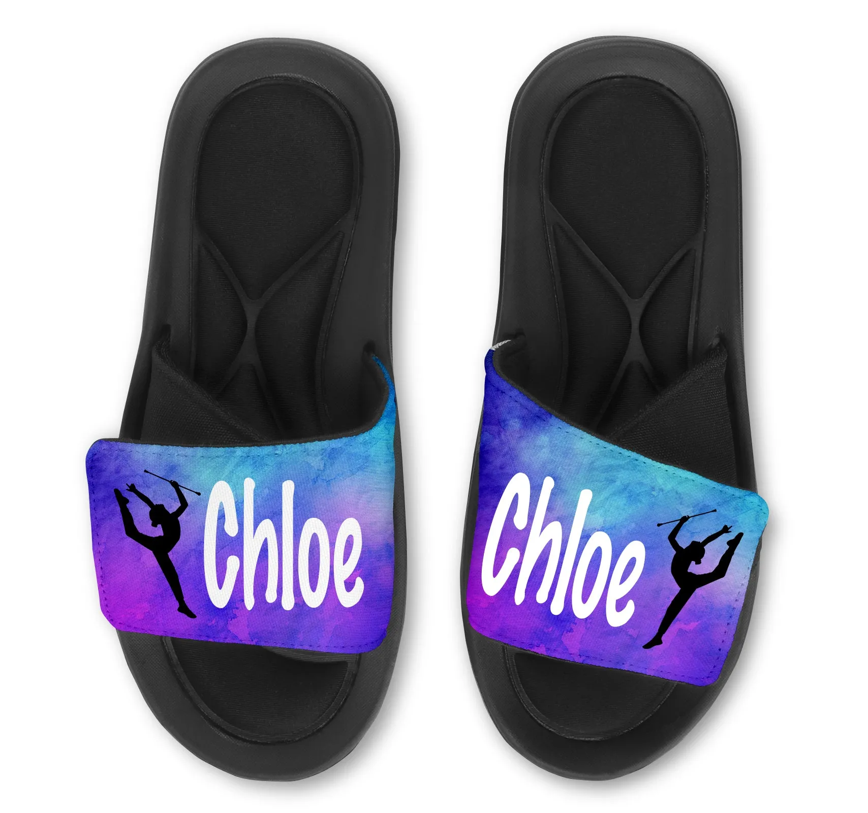 Baton Twirling Custom Slides / Sandals - Watercolor
