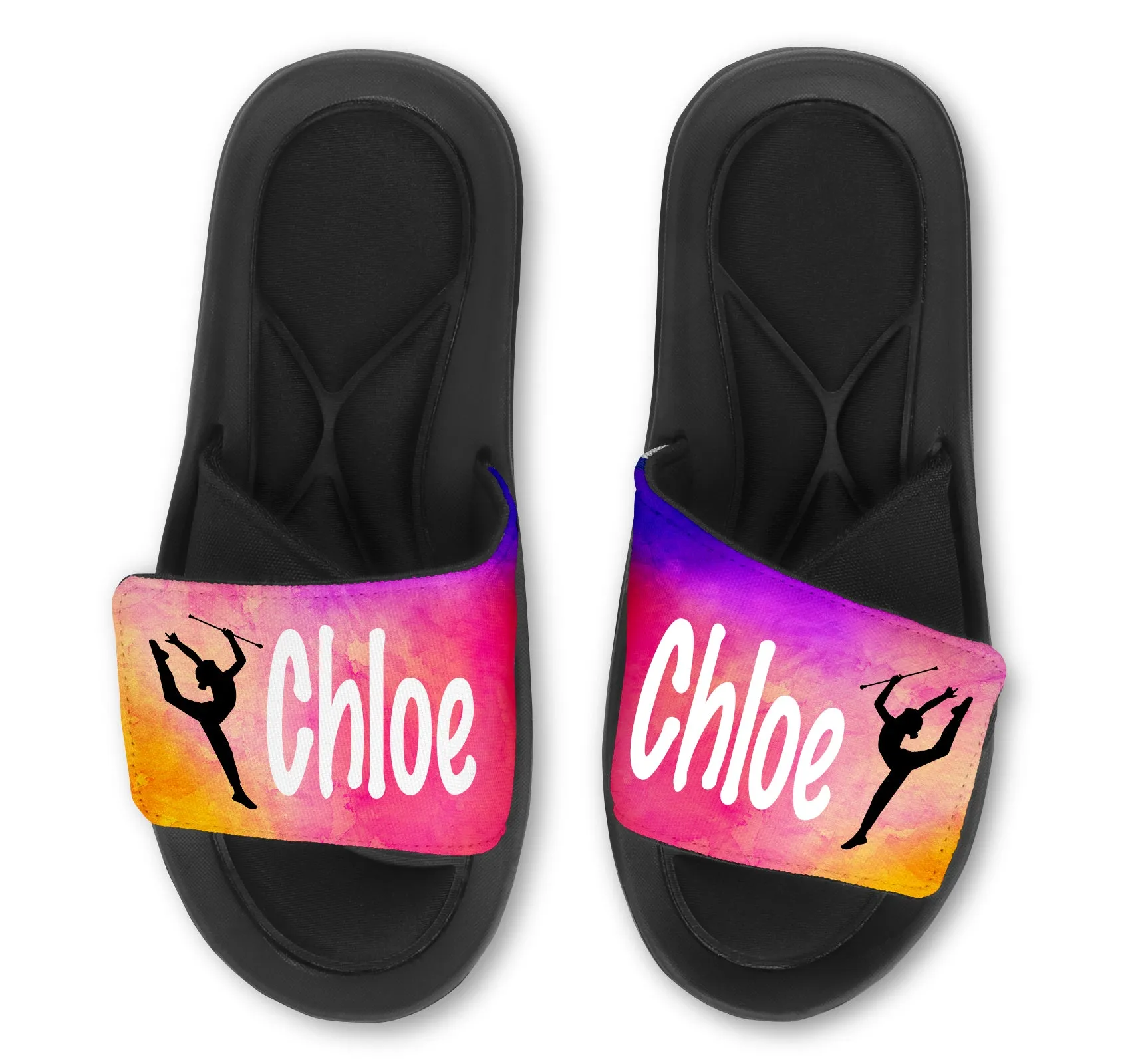 Baton Twirling Custom Slides / Sandals - Watercolor
