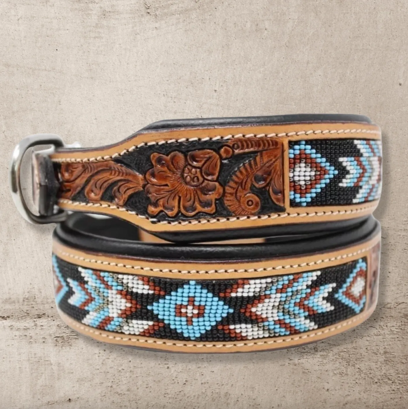 BEADED TOOLED DOG COLLARS