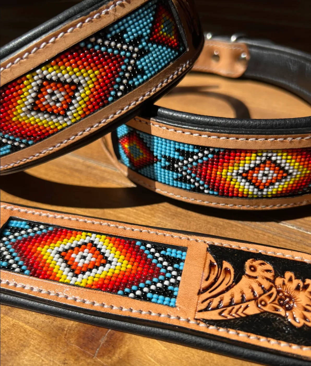 BEADED TOOLED DOG COLLARS