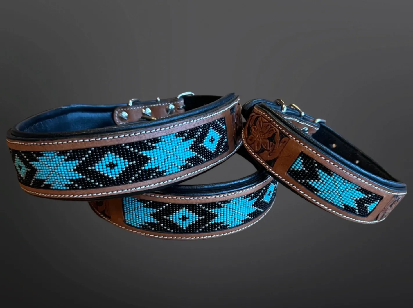BEADED TOOLED DOG COLLARS
