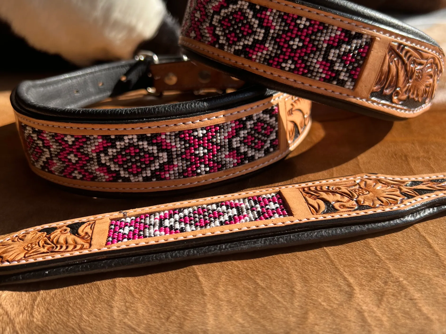 BEADED TOOLED DOG COLLARS