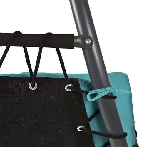 BEST CHOICE PRODUCTS HANGING CHAISE LOUNGER CHAIR ARC STAND AIR PORCH SWING HAMMOCK CHAIR CANOPY TEAL