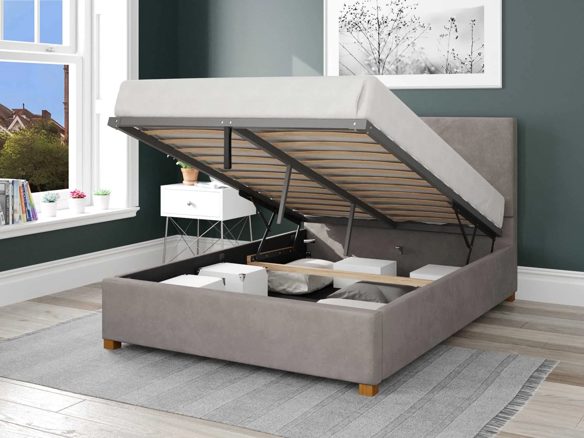 Better Peterborough Charcoal Grey Ottoman Bed