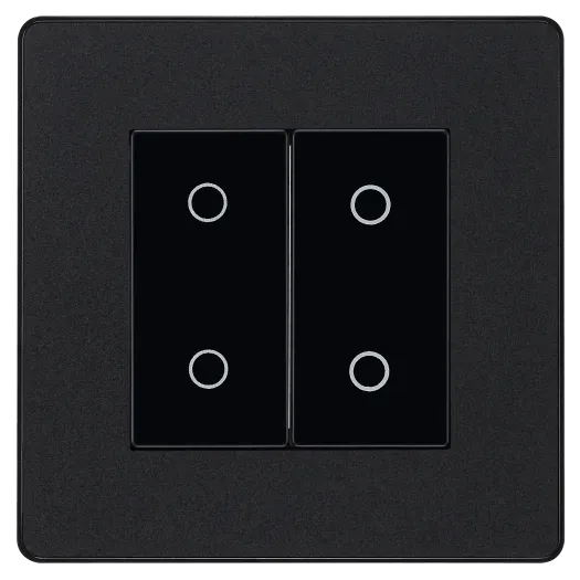 BG Evolve Matt Black Screwless Double Master Touch Dimmer Switch PCDMBTDM2B