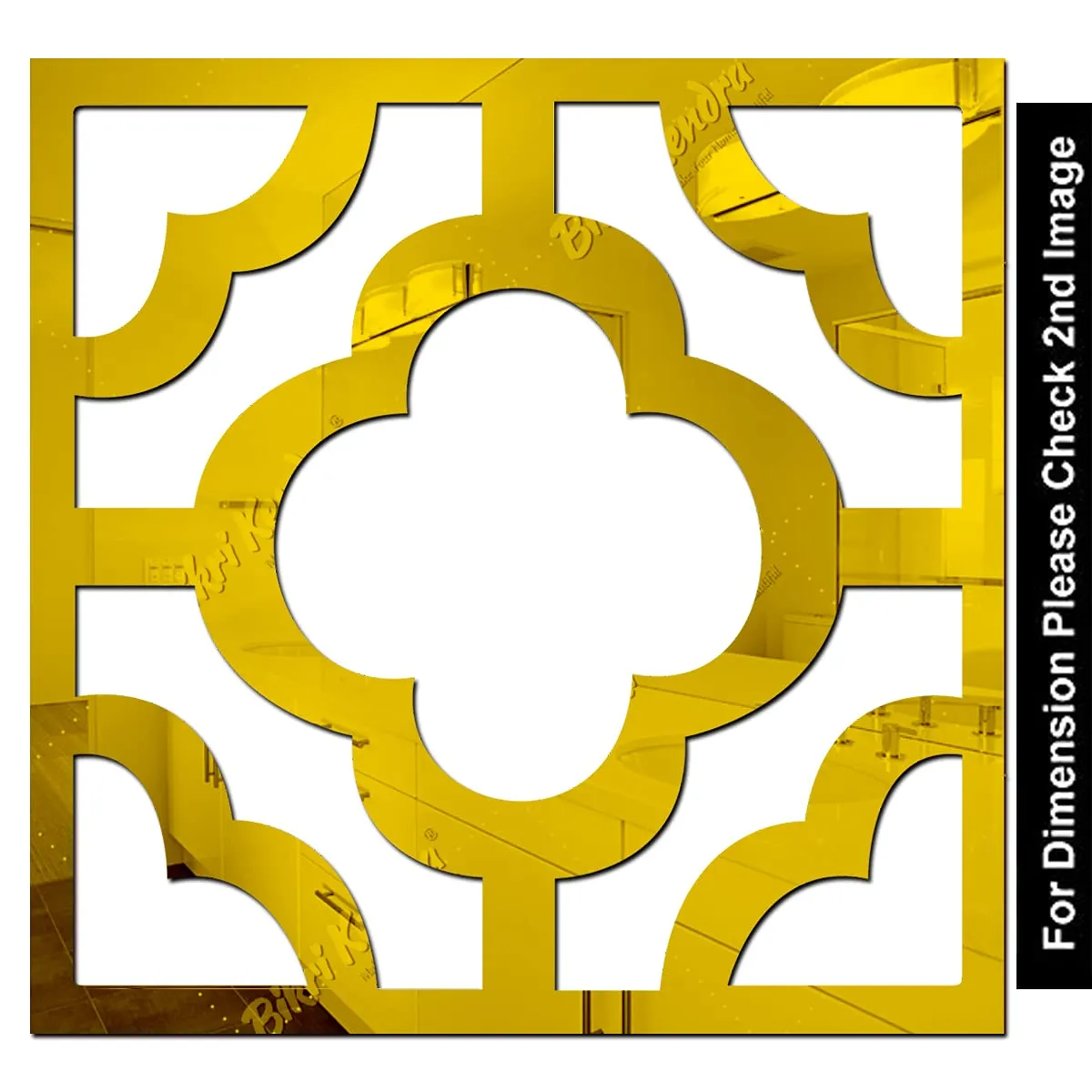 Bikri Kendra - 10 Borders Golden Decorative Mirror Stickers for Wall, Wall Mirror Stickers, 3D Acrylic Stickers Wall Stickers for Hall Room, Bed Room, Kitchen Living Room Kids Room.