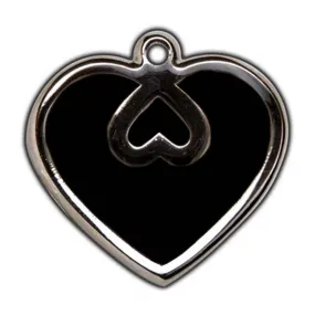 Black Heart Dog ID Tag - With Engraving