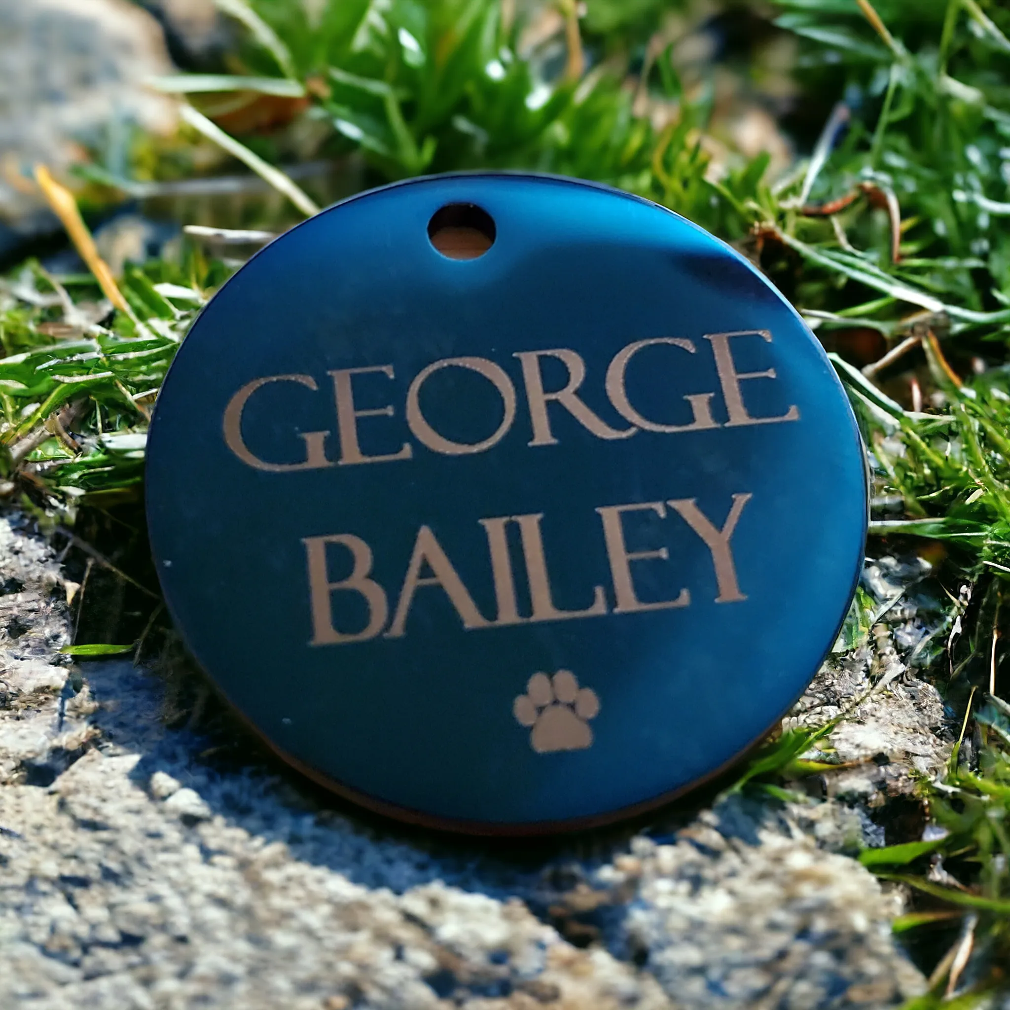 Black Pet ID Tag | Round Laser Engraved Dog Tag Stainless Steel