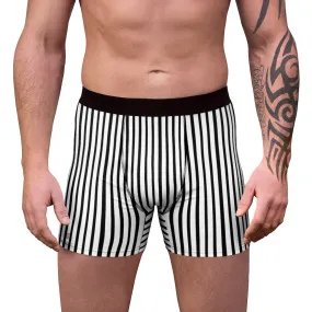 Black Striped Men's Underwear, Vertical Striped Best Men's Boxer Briefs Underwear (US Size: XS-3XL)