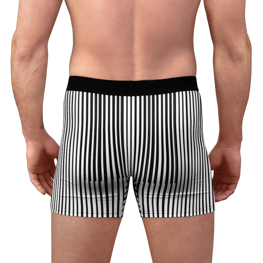 Black Striped Men's Underwear, Vertical Striped Best Men's Boxer Briefs Underwear (US Size: XS-3XL)