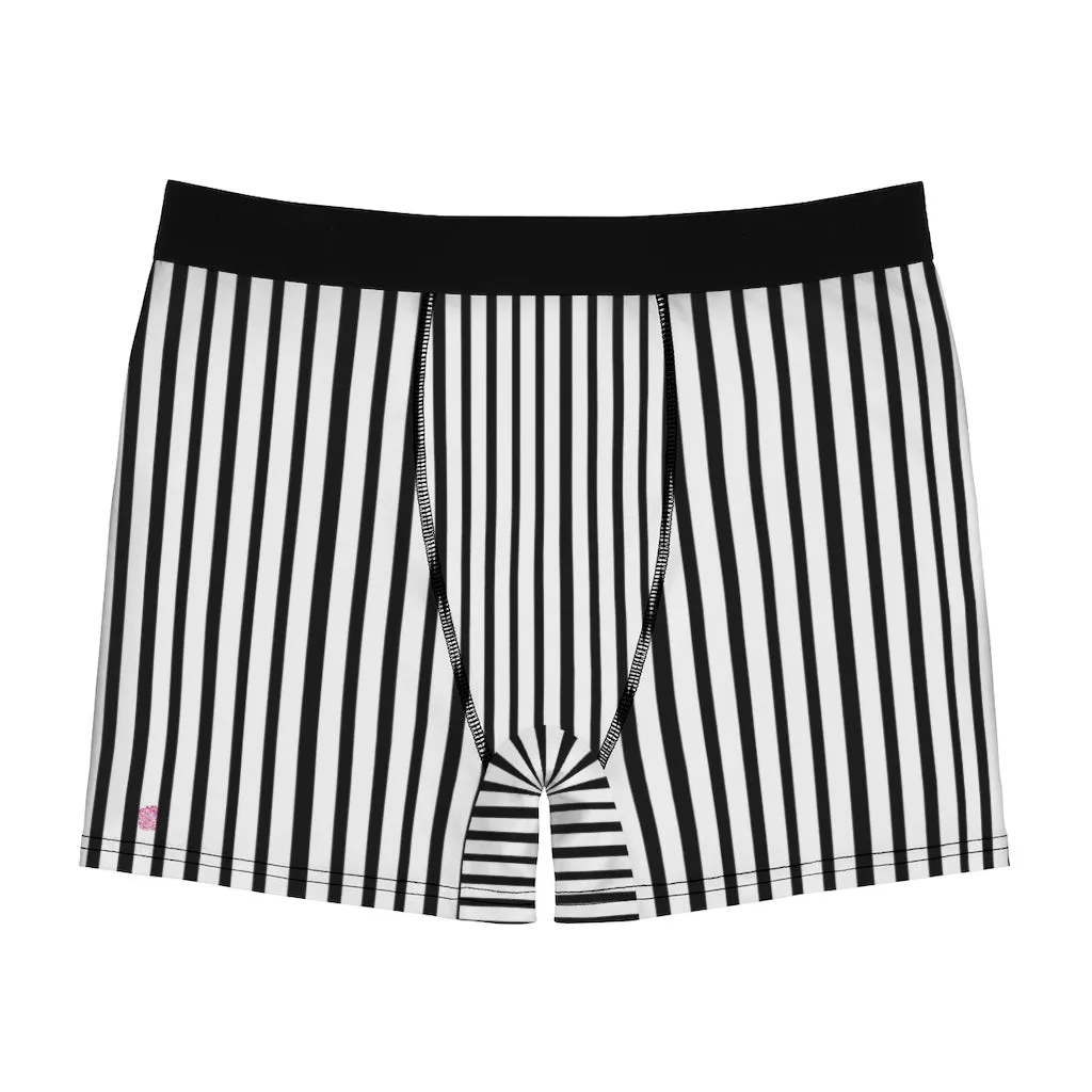 Black Striped Men's Underwear, Vertical Striped Best Men's Boxer Briefs Underwear (US Size: XS-3XL)
