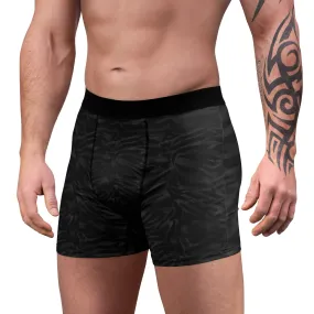 Black Tiger Striped Men's Underwear, Animal Print Men's Boxer Briefs Designer Underwear