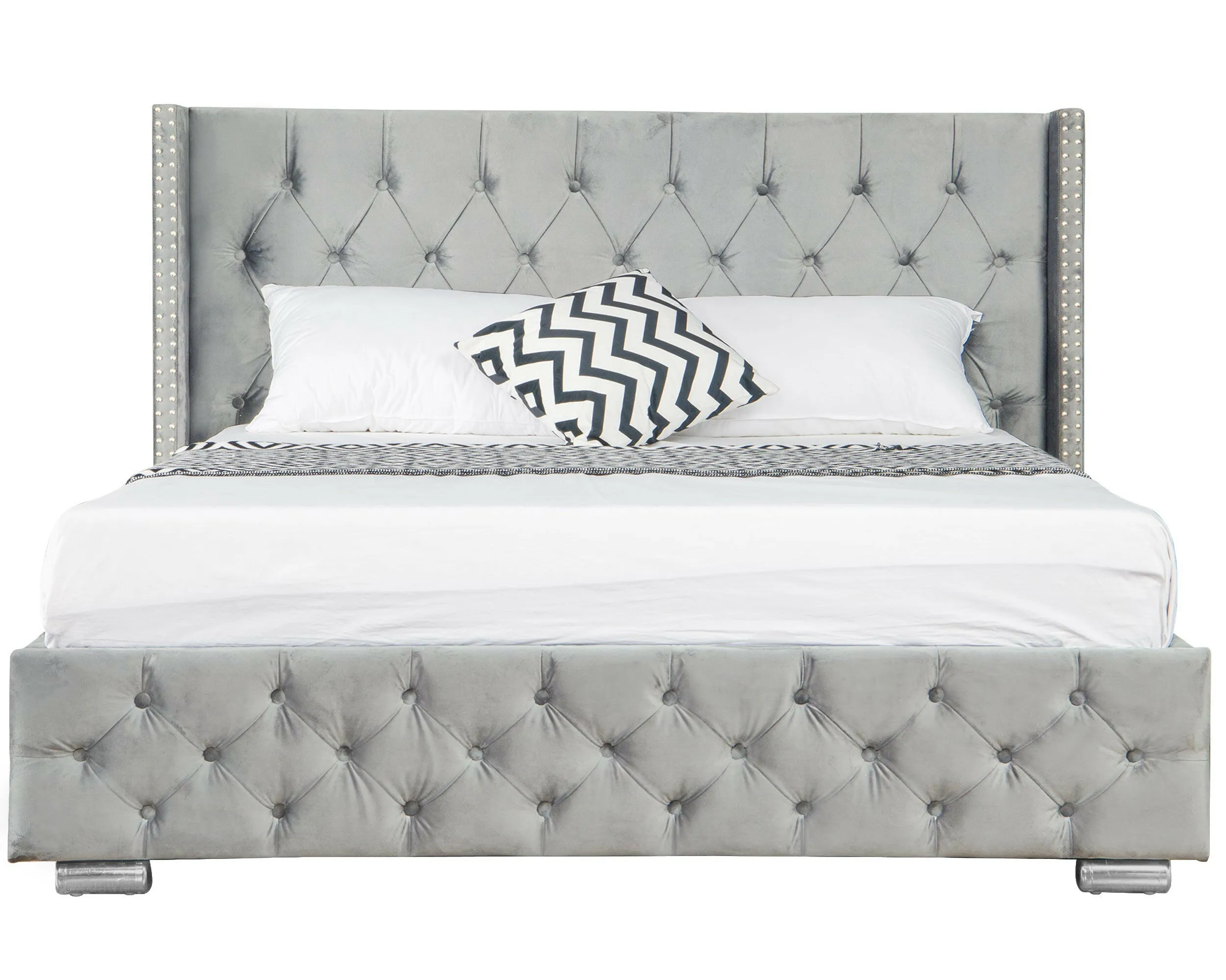 Blisswood Velvet Quilted Cross Design Ottoman Storage Bed With Mattress Included